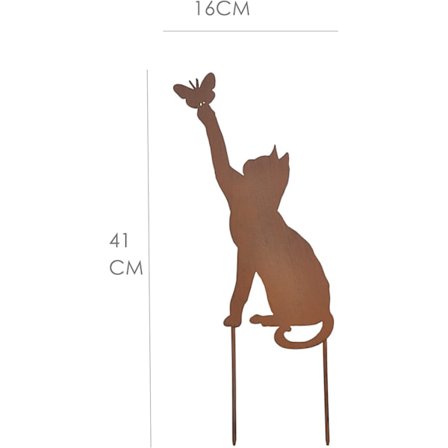 Järnsiluett Katt och fjäril 30 x 45 cm