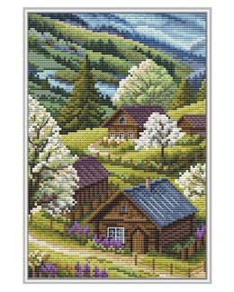 Broderikit Tavla Blommande by