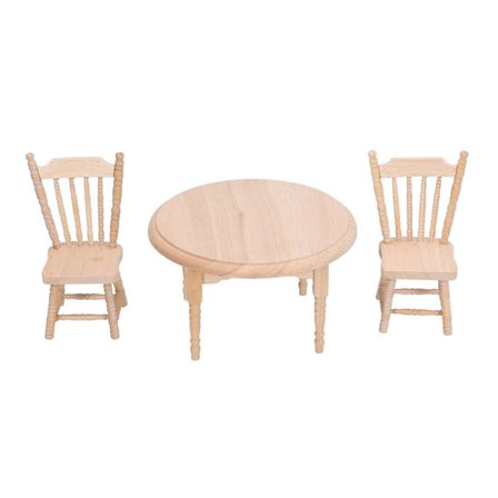 3 st DIY Miniatyrdockhusmöbler Rund Bord och Stol Set