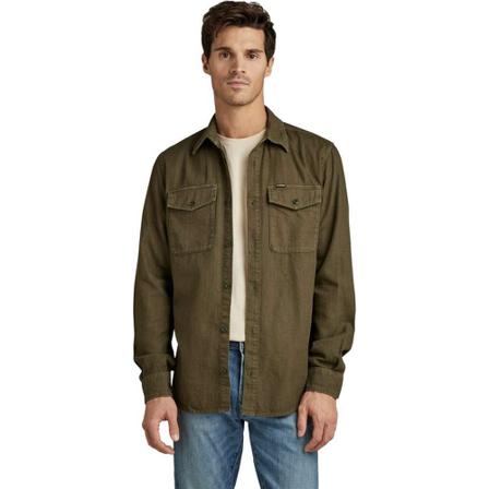 G-star, Marine slim shirt ls dark green Groen, Heren, Maat:L