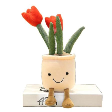 Realistiska Tulpaner Plysch Prydnader Krukblommor Kudde Present Ho