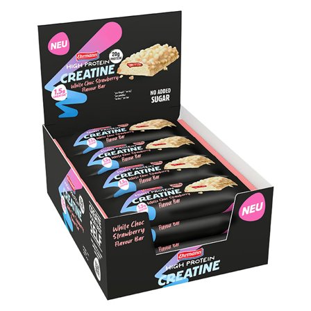 12 x Ehrmann High Protein Creatine Bar 60 g White Choc-Strawberry, White Choc Strawberry - Bodyman.dk