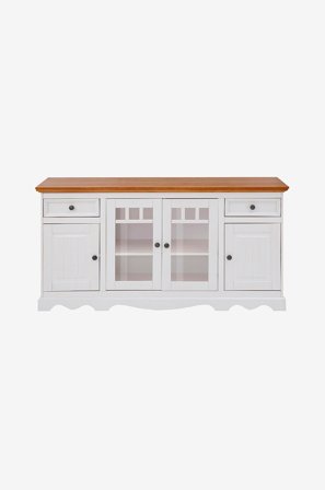 Loft24 - Skjenk Melissa 2 glassdører/2 skuffer/2 dører - Hvit - Skjenker & sideboards - Fra Homeroom