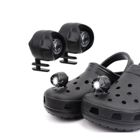 Sorte forlygter til Croc-sko - 2X Glow in The Dark LED-clogs Sh