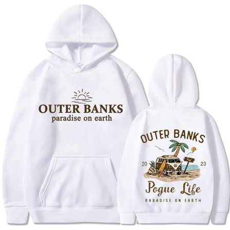 【14v】Outer Banks Pogue Life Graafinen Huppari Cross Border Euro Koko Syksy/Talvi Huppari Valkoinen 313