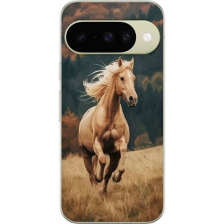 Kompatibelt Mobildeksel til Google Pixel 10 Majestetisk hest som galopperer gjennom høstlandskapet med varme farger og en dyp følelse for naturen, kra