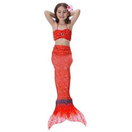 Barn og jenter vakker fiskehale bikini sett badedrakt -9-10 år, rød