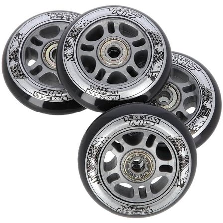 Sort PU 76x24 82A Hjul & ABEC-9 lejesæt