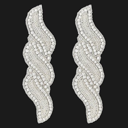 Dww-2 stk 17x4,45cm Rhinestone Spiral Strykejern på lapper, Hvite Hotfix Bryllup Appliques Krystall Glitter Sy på Appliques med Messing Innstillinger 