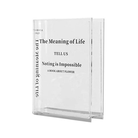 Bok Blomvase Transparent Blomvase i Klar Bokformet Estetisk Blomsterpotte Akrylplantebeholder