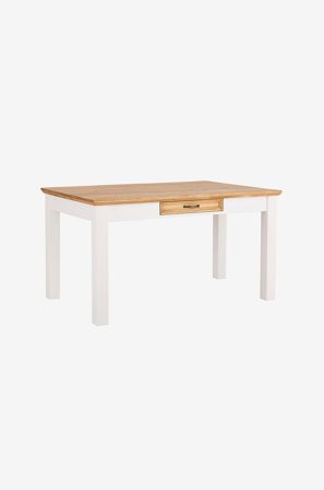 Loft24 - Selma Ruokapöytä 140 cm, 1 laatikko, mänty - Valkoinen - Ruokapöydät - - Homeroom