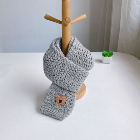 Barnskjerf strikket sjal GRÅT