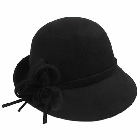 Vintage damehat retro baret til fest og rejse (sort)