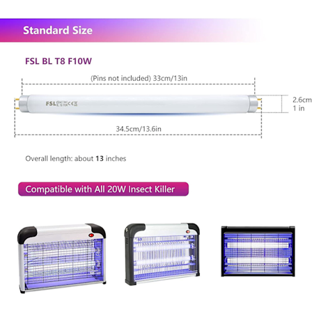 2 kpl Hyttyslampun Vaihtoputki T8 10w Polttimon Vaihto - Hyttyslampun UV-Putki Hyttysloukku Putki HG Huhtikuu 4.9