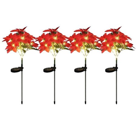 Aurinkokennokukat ulkokäyttöön – Vedenkestävät Rhododendronit, 2/4 kpl puutarhavalaisimia 5 varrella, 2 valaistustilaa_TF_TF