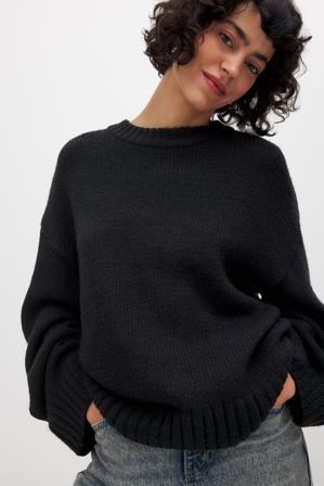 NA-KD Pull en maille à col rond - Pulls Oversize - Noir - Small