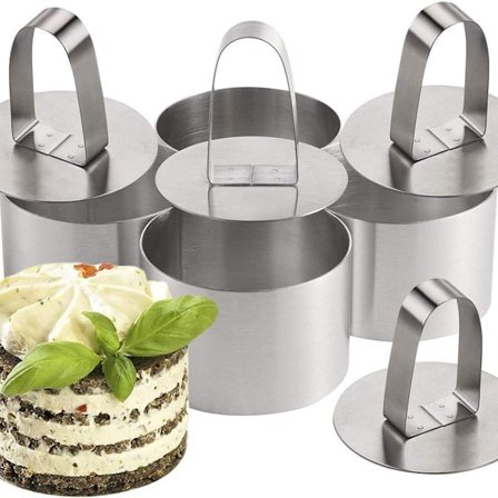 Dessert ring, 4-delad serveringsring, serveringsring rostfritt stål set, serveringsring,