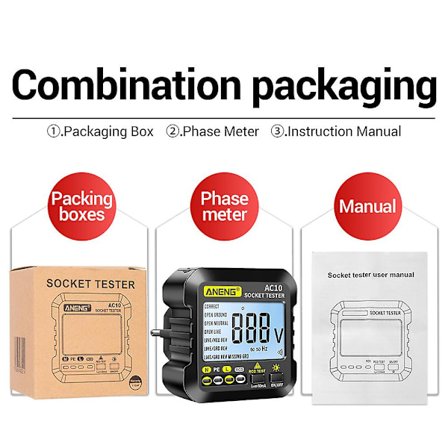 Ac10 Stikkontakt Tester Stik Tester Spændingsdetektor Us/eu/uk Tester Nul Ledning Polaritet Fase Tjek Fasedetektor