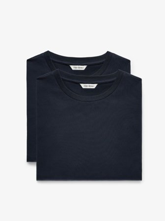 John Henric Men's Set van 2 donkerblauwe T-shirts Size L