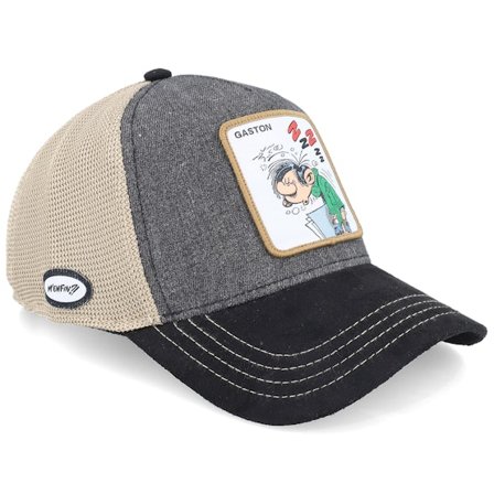 Capslab - Grå trucker Caps - Gaston Square Patch Beige/Grey A-Frame Trucker @ Hatstore