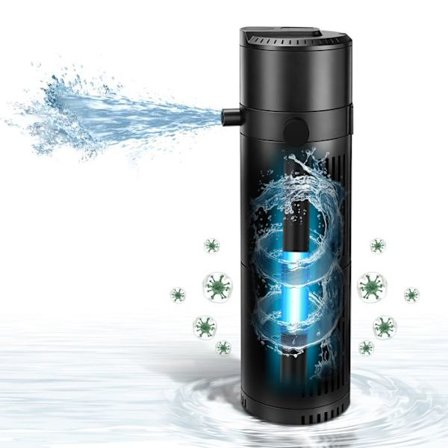 5-in-1 Suodatin ja Pumppu Akvaariolle, 25W 1800 L/H 300-700L UVC Akvaario Sisäinen Suodatin Happipumppu, Kierrätys