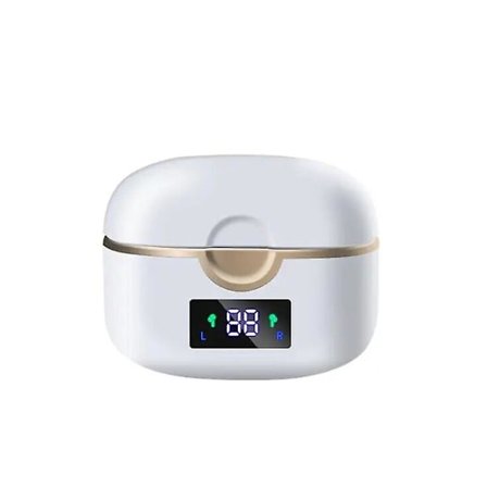 TWS trådlösa Bluetooth-hörlurar Dubbla dynamiska spolar Quad-högtalare Batteridisplay Touch 5.0 Sporthörlurar (Vit)