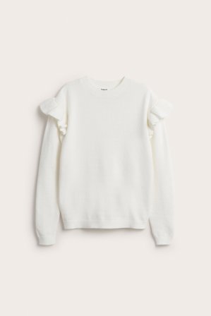 Kappahl | Strikkegenser med volangermer | Offwhite