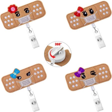 4 stk udtrækkelig nøglering Badge Holder