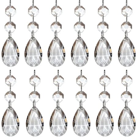 Krystalglas Prisma Hængende Perler 12 stk Klar Dråbeformet Krystal Lysekrone Krystalglas Lysekrone Prisma Hængende Perler Prismer Vedhæng Dela...