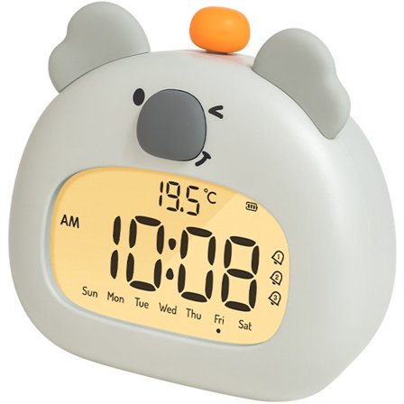 Digital Vekkerklokke for Barn, Trådløs Søvntrener med Snooze-funksjon, Vekkerklokke for Barn – Dimbar, USB-C Oppladbar – BPA-fri, Koala