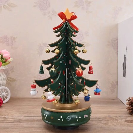 Stor Ny Juletræsspilledåse Jul Træ Juletræ Optræksspilledåse Gave