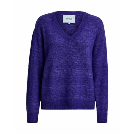 Minus, Minus Dita V-Neck Knit Pullover 4 Royal Blue Melange Paars, Dames, Maat:L