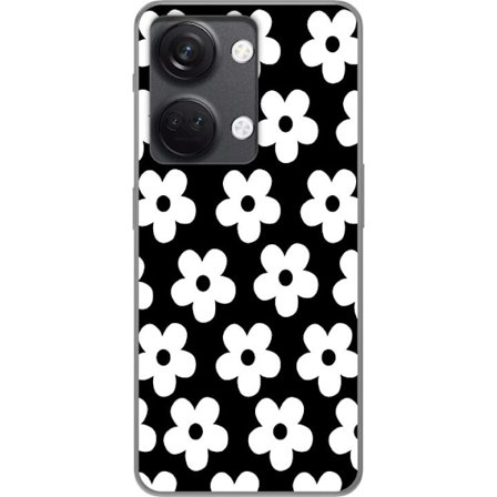 Yhteensopiva Puhelinkuori OnePlus OnePlus Nord 3 Mustavalkoinen kukkakuvio minimalistisessa skandinaavisessa muotoilussa, jossa voimakas kontrasti ja