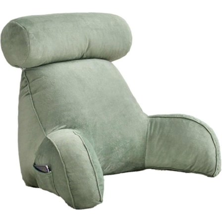 Yky-lesepute, ryggstøttepute, ryggstøttepute for å sitte i sengen, stor ryggstøtte for voksne med armlener, sidelommer, avtakbar nakkestøtte for 