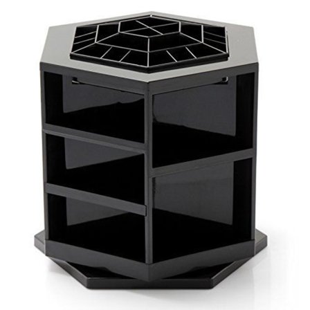 Sminkeboks i svart, kosmetisk stativ, 360 graders roterbar arrangør