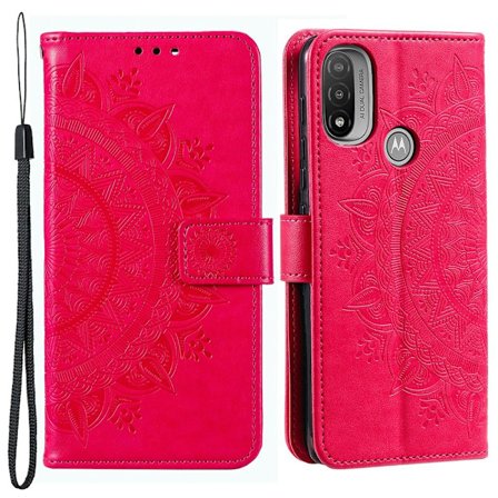 SKALO Moto E20/E30/E40 Mandala Plånboksfodral - Cerise