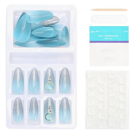 24 st falska naglar, återanvändbara, full täckning, konstgjorda naglar, manikyrtillbehör F745-7