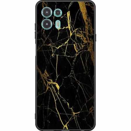 Motorola Edge 20 Lite Svart Skal Marble Black&gold