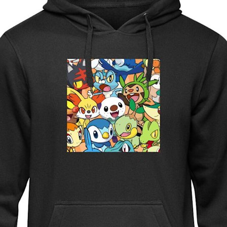 Hoodie Pokémon kollage - Pikachu och vänner i färgglad tecknad design