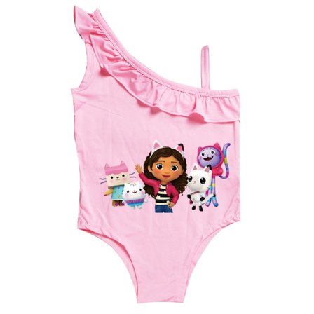 Ny stil sommar tecknad Gabby dockskåp Kreativt omgivande flickor badkläder Remmar vid havet Dressing dekoration 2-10 år gammal