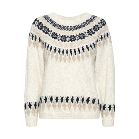 Cream Round-neck Strik inbo, Dame Striktrøjer