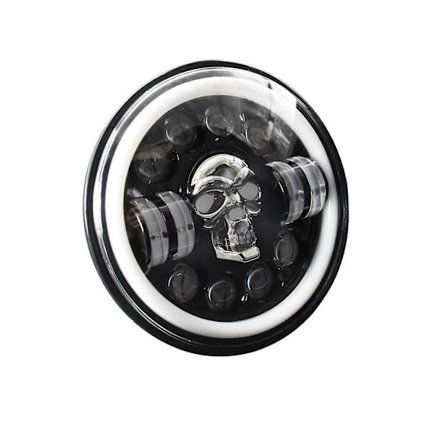 2 stk. 7 tommer runde LED-forlygter med dødningehovedmønster LED-forlygte med fjernlys, nærlys, blinklys og DRL