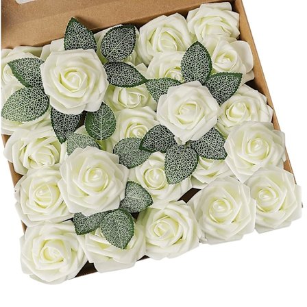 Kunstige blomster, 25 stk. Real Touch skumroser DIY blomster til bryllupsbuketter, borddekorationer og arrangementer