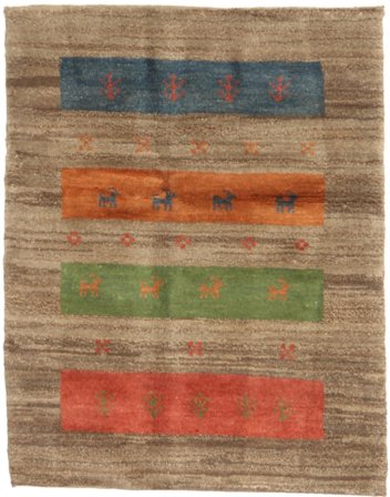 Hand Knotted Persian Gabbeh Persia Rug 86X120 Brown/Dark Yellow