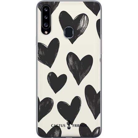 Kompatibelt Mobildeksel til Samsung Samsung Galaxy A20s Cactus and Friends - Bold Black Love Pattern