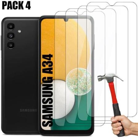 Pakke-4 hærdet glas til Samsung Galaxy A34 skærmbeskyttelse 9H stødsikker Transparent