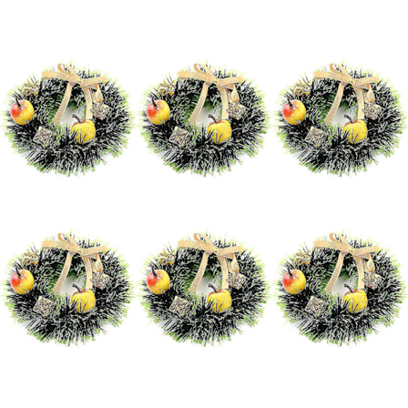 6 stk Julelysringer, Små Lyskranser Kunstige Bær Snødekte Furu Nåler Lyskranser Til Bryllupssenterstykke Juleferie (FMY)