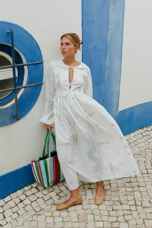 Rita Montezuma x NA-KD Embroidery Maxi Dress - Langærmede maxikjoler - Multicolor - EU 36