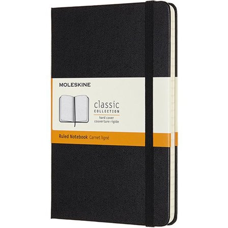 Classic Hard Cover Notebook Medium Black Plain