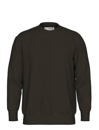 Slhhenny Ls Knit Relaxed Crew Neck Brown Selected